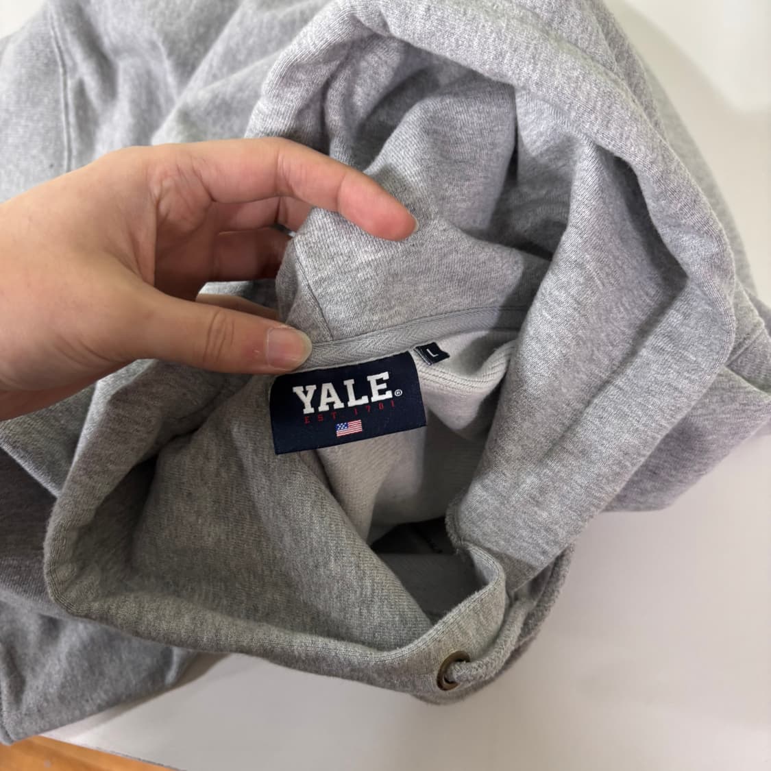 L 예일 YALE 그레이 빅로고 후드티 상품이미지3
