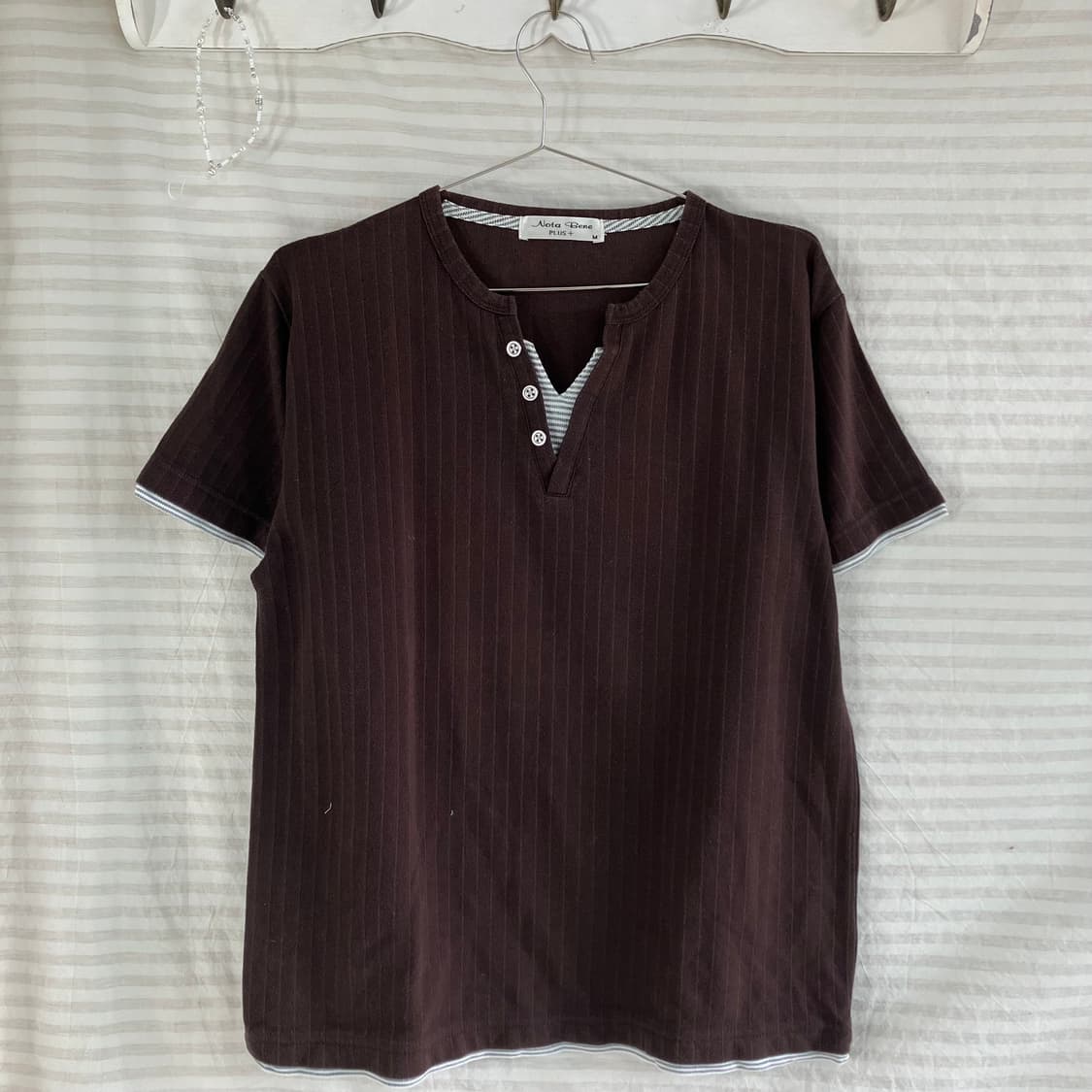 빈티지 초코 브라운 레이어드 모리 반팔 975 y2k 스트릿 갸루 펑키  상품이미지2