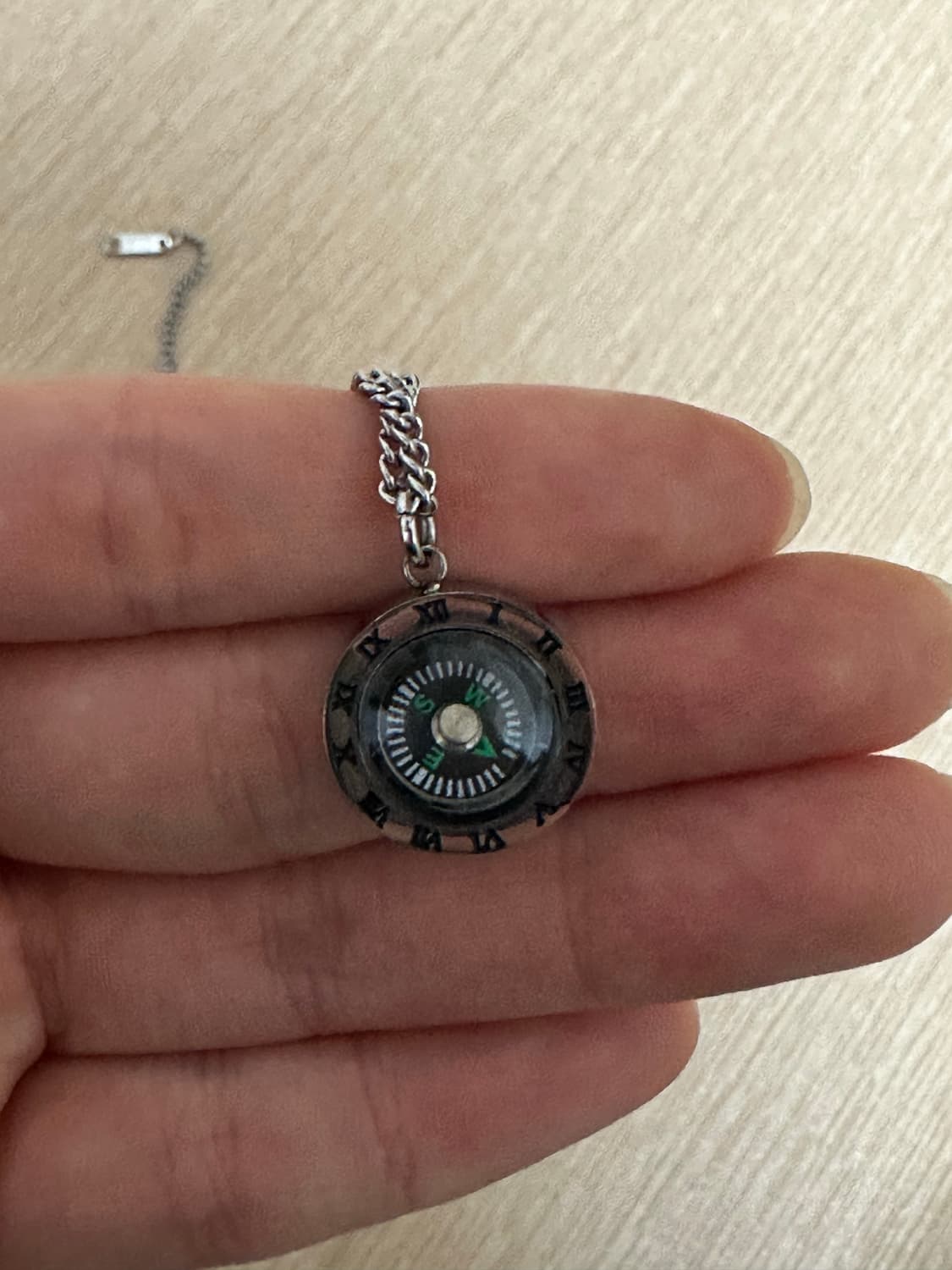나침반 팬던트 목걸이 실버 상품이미지2