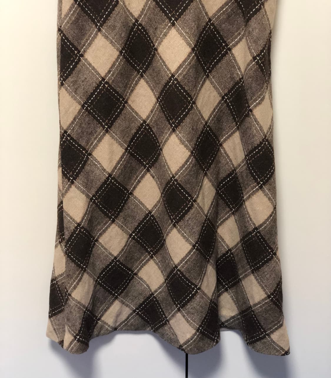 일본 빈티지 브라운 체크 치마 상품이미지1