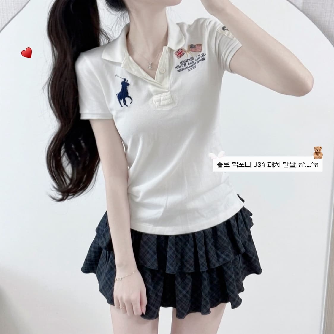 🐰폴로 랄프로렌 빅포니 USA 패치 희귀매물 귀염 공주 반팔♥️ 상품이미지2