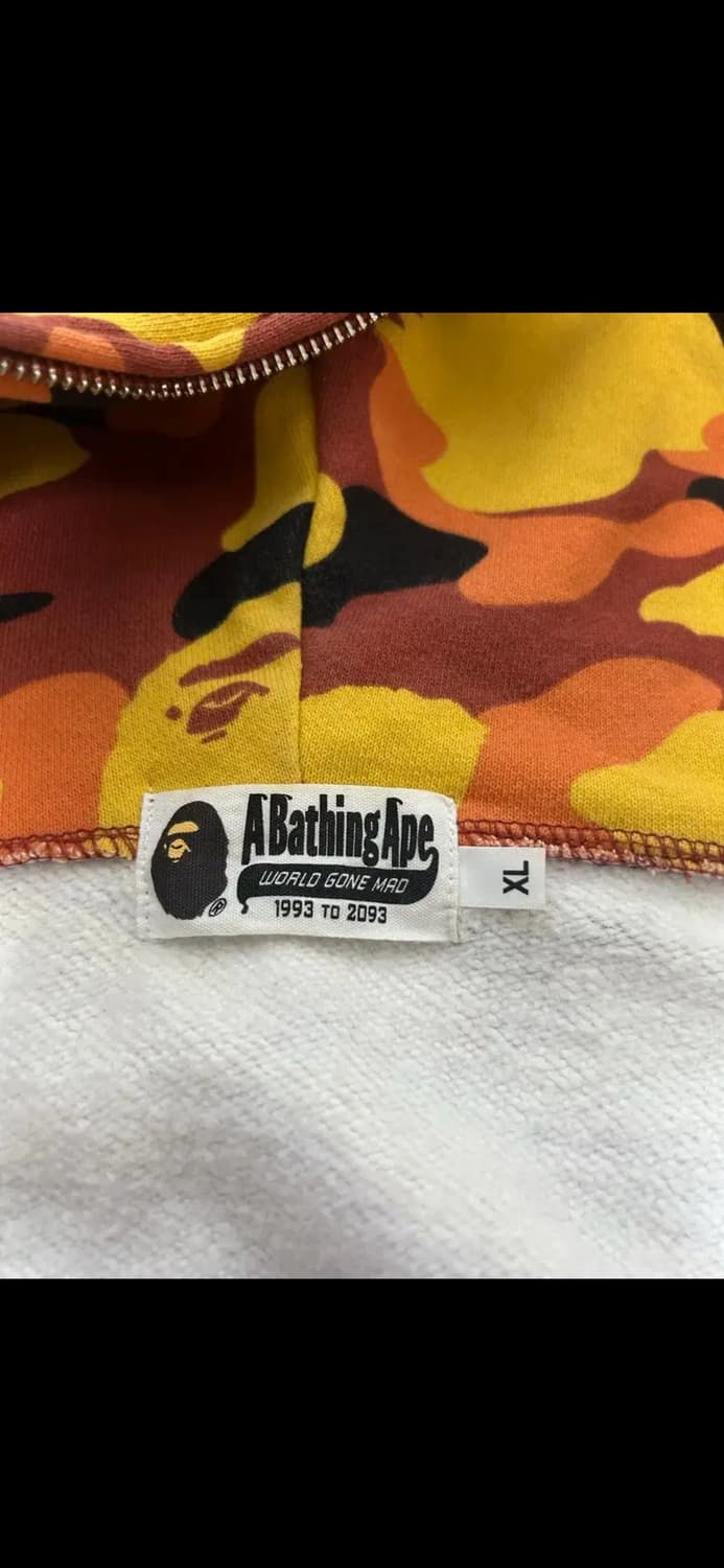 [XL] 베이프 옐로우 로고 카모 후드집업 상품이미지3