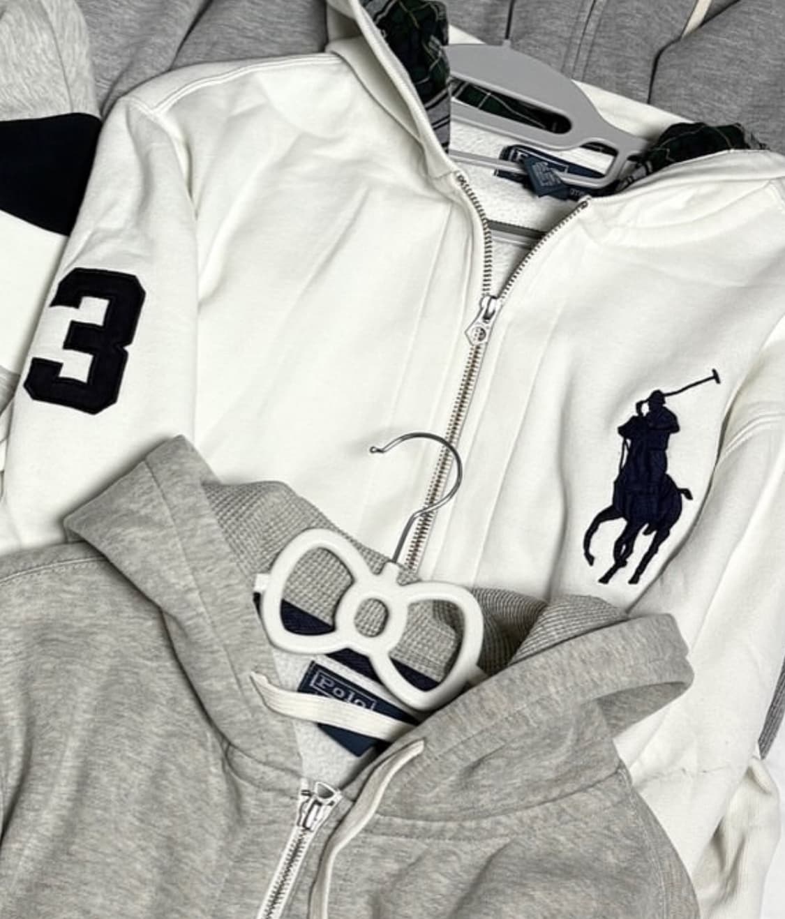 폴로 빅포니 화이트 체크 후드집업 상품이미지2