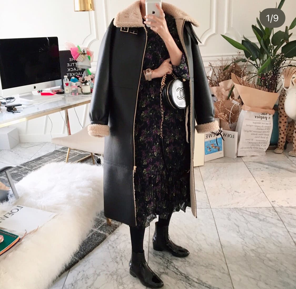 새상품 ) 임블리 덤블이쏙배색라인 무스탕 상품이미지1