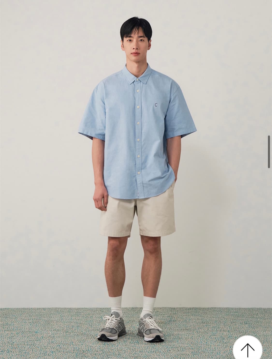 커버낫 C 로고 옥스포드 하프 셔츠 라이트 블루 - L 상품이미지2
