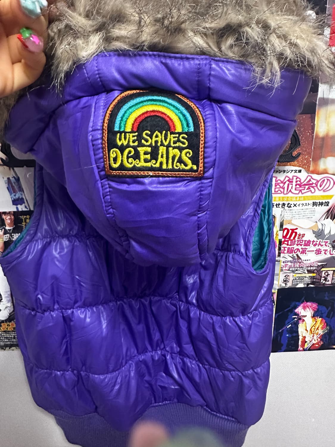 키치 갸루 패딩조끼 헤이세이 y2k 민트퍼플 상품이미지2