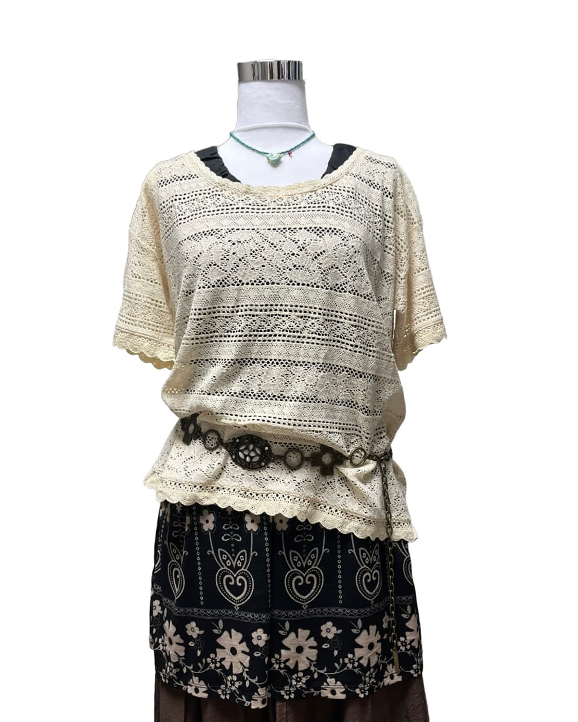 Flower pattern black top 상품이미지6