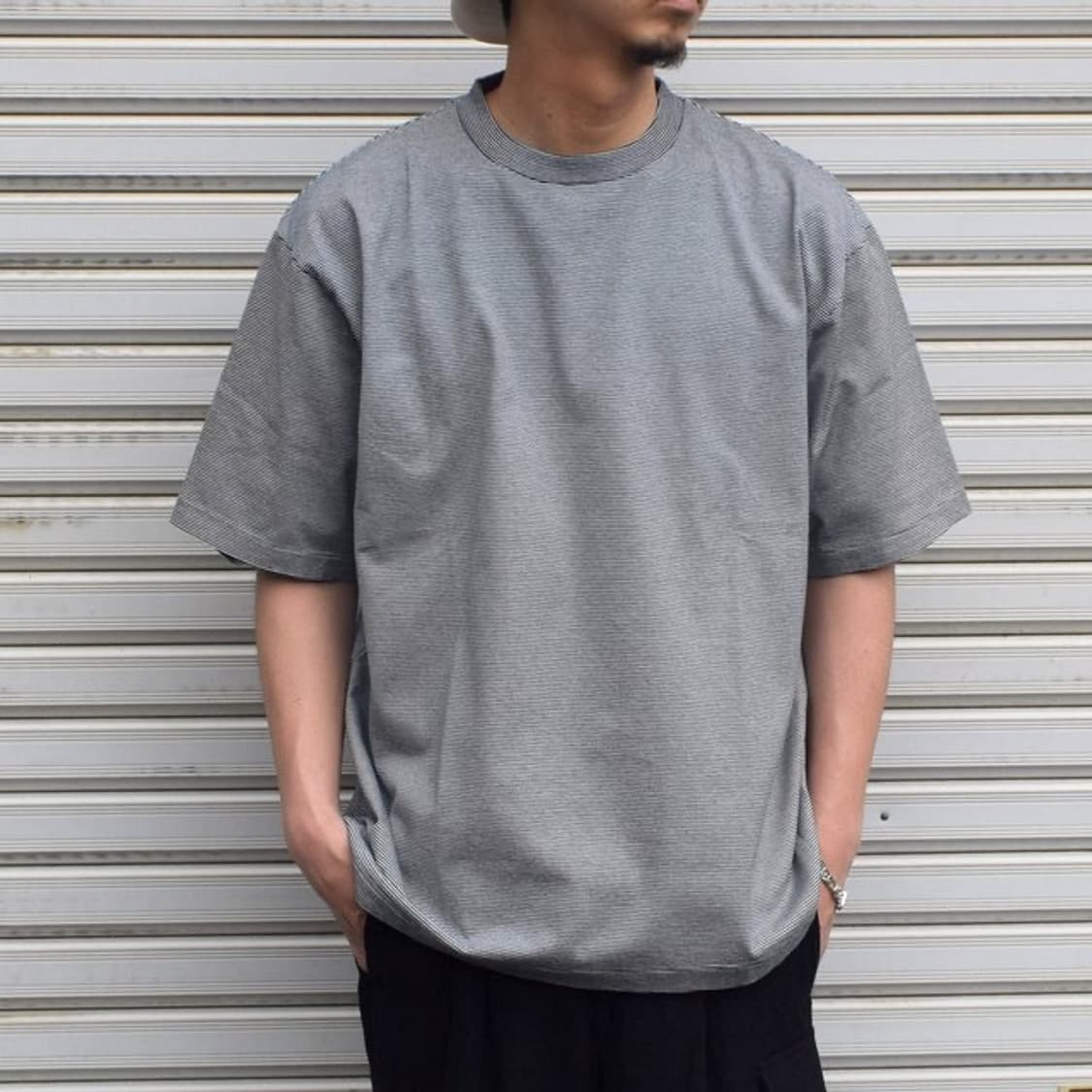 ETS.MATERIAUX Micro border T-shirt 네이비 상품이미지1