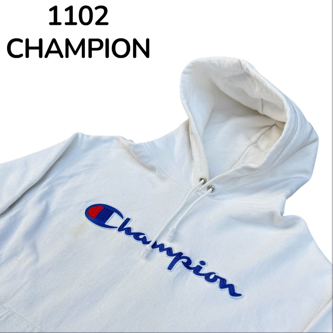 챔피온 일본판 리버스위브 화이트 빅로고 후드티 XL 상품이미지4