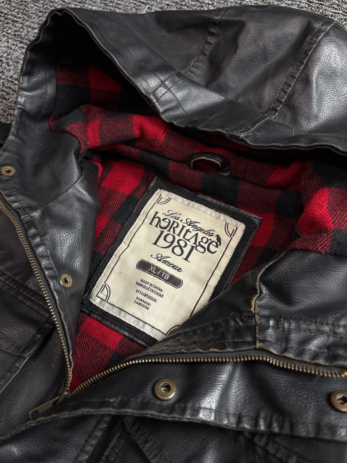 헤리티지 1981 빈티지 타탄 체크 후드 레더 자켓 1430 상품이미지3