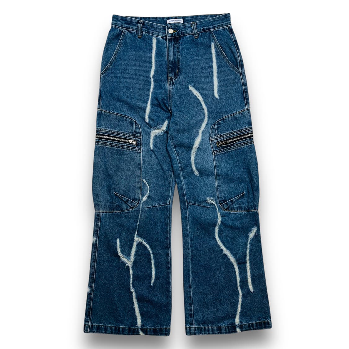 PERSON INTENTION 크랙 워시드 데님 카고팬츠 상품이미지1