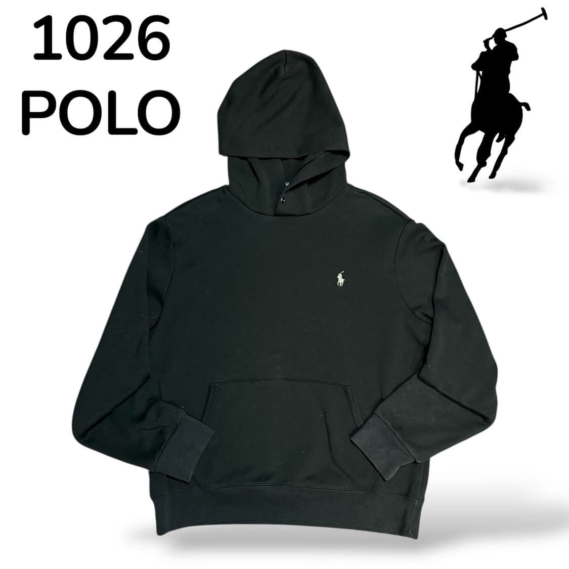 폴로 스몰 로고 블랙 후드 L 상품이미지2