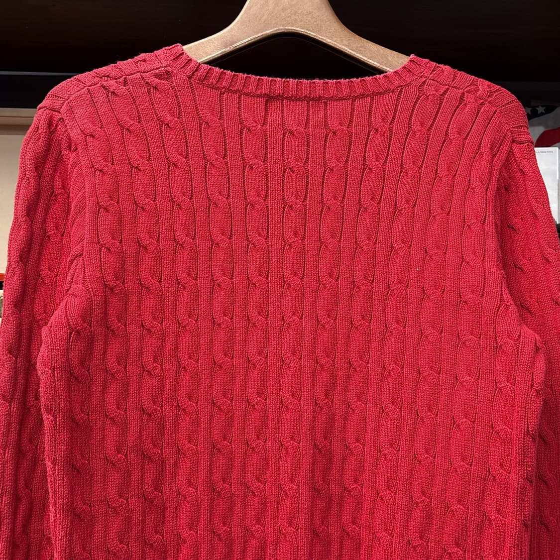 신형라벨 폴로 랄프로렌 케이블 코튼니트 스웨터 레드 N1048 상품이미지6