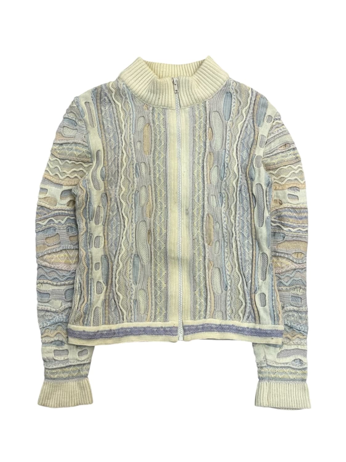 쿠지 케이블 니트 집업 가디건 아이보리 S #csz237 상품이미지3