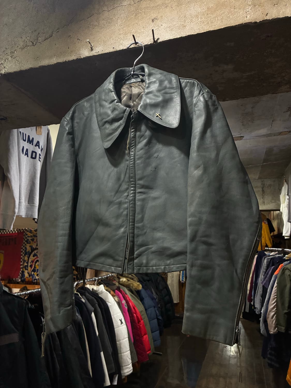 80s 독일군 서브마린 숏 레더 자켓 상품이미지2