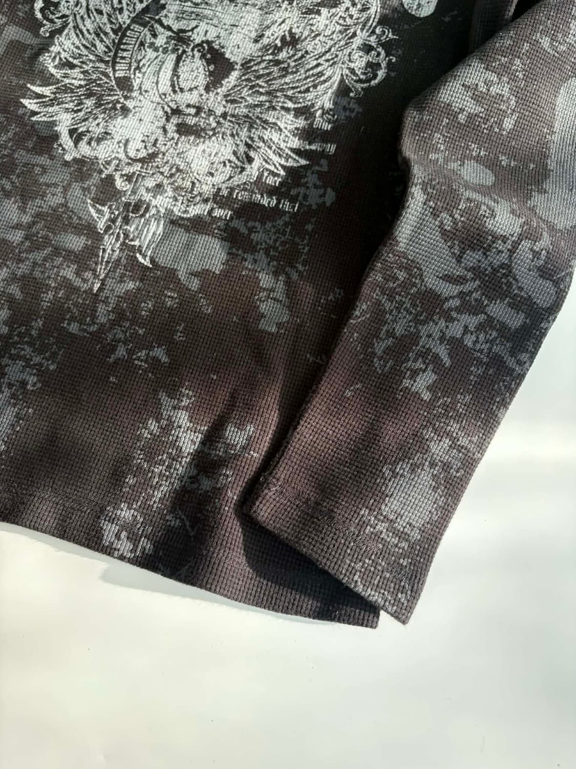 [L] 버커루 y2k 락 펑크 와플 니트 슬리브 상품이미지5