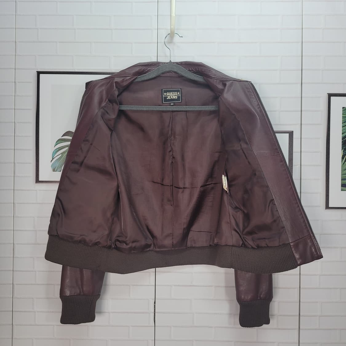 80s 게스 진스 USA 양가죽 라이더 포켓 자켓 90사이즈 상품이미지9