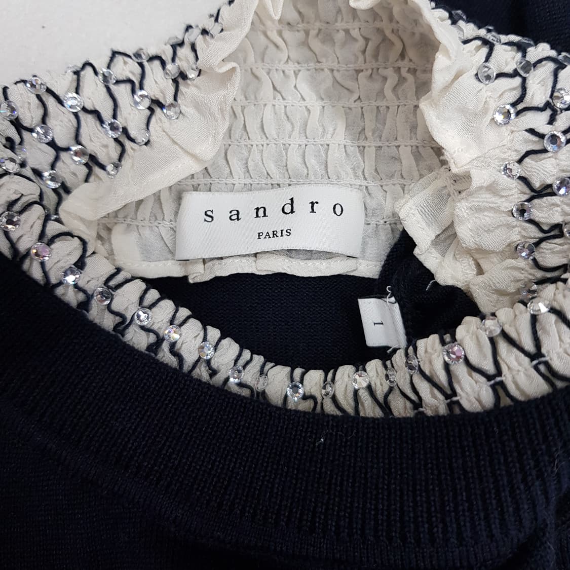 산드로 SANDRO 비즈 장식 네이비 울 니트 1사이즈 상품이미지5