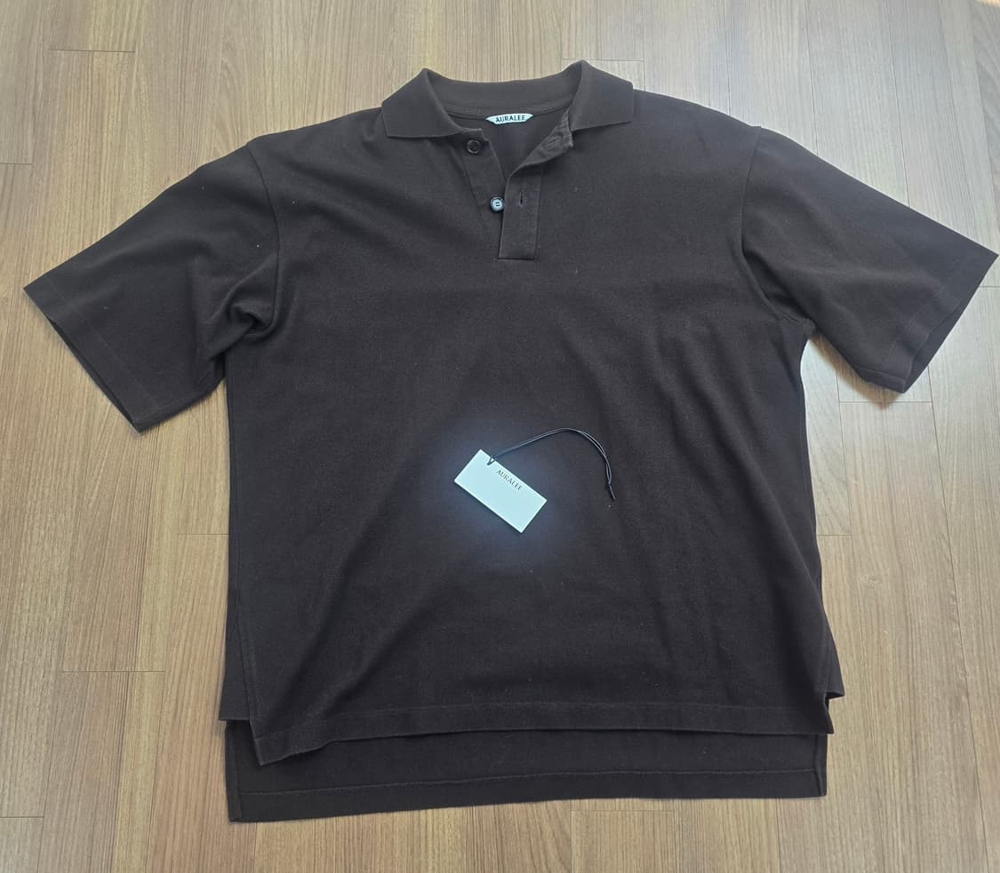 (4) 오라리 슈퍼파인 pk카라 반팔 티셔츠 브라운 상품이미지1