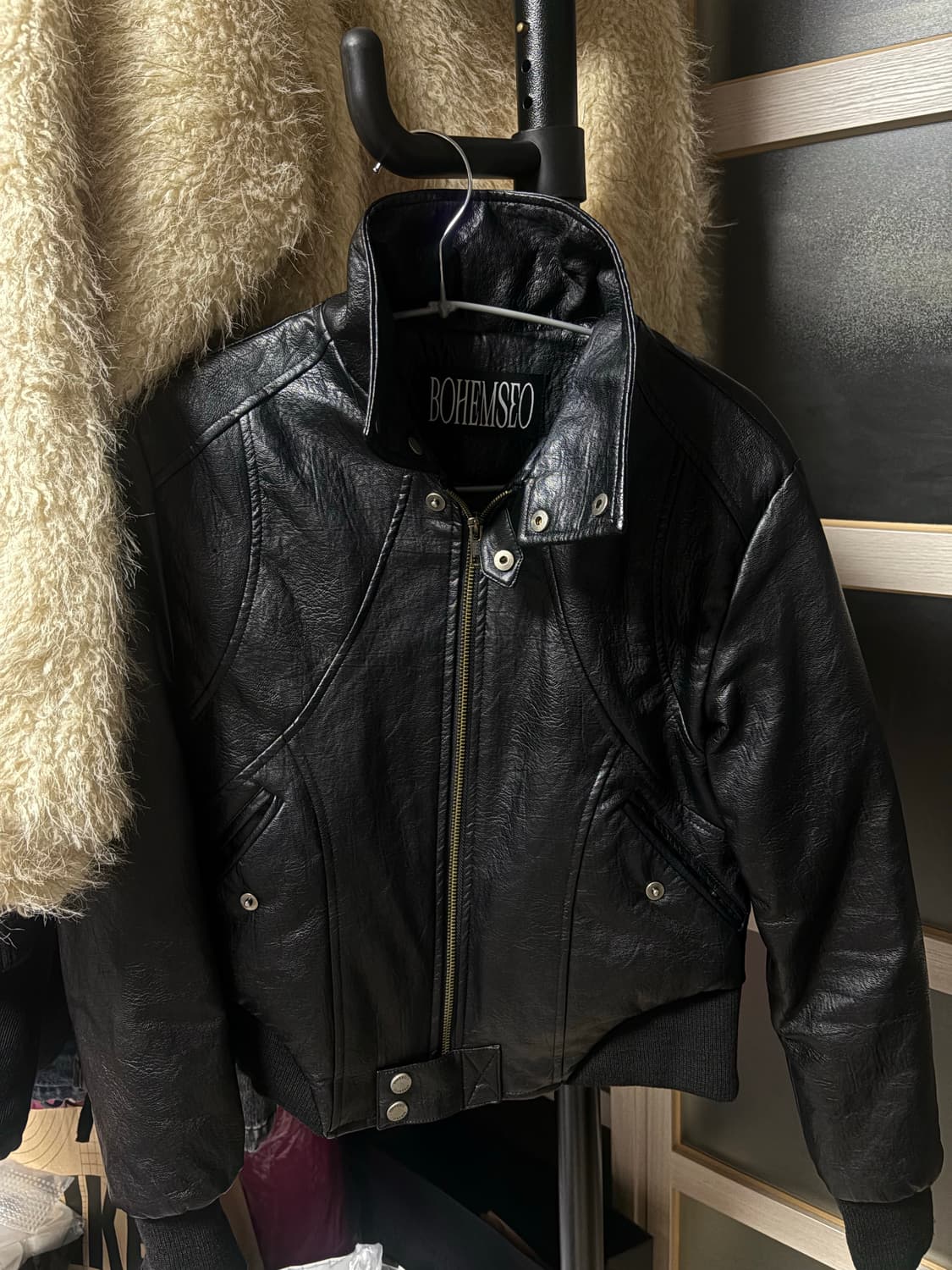 보헤미안서울 하이넥 모토자켓 슬림핏 상품이미지2