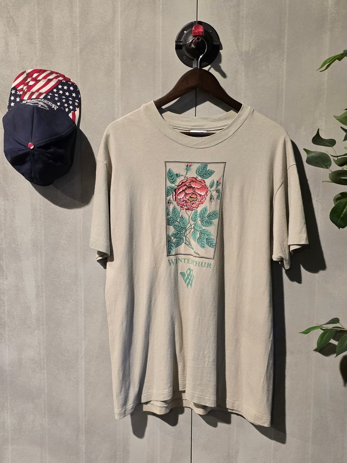 Hanes made in USA 90's 플라워 프린트 티셔츠 상품이미지1