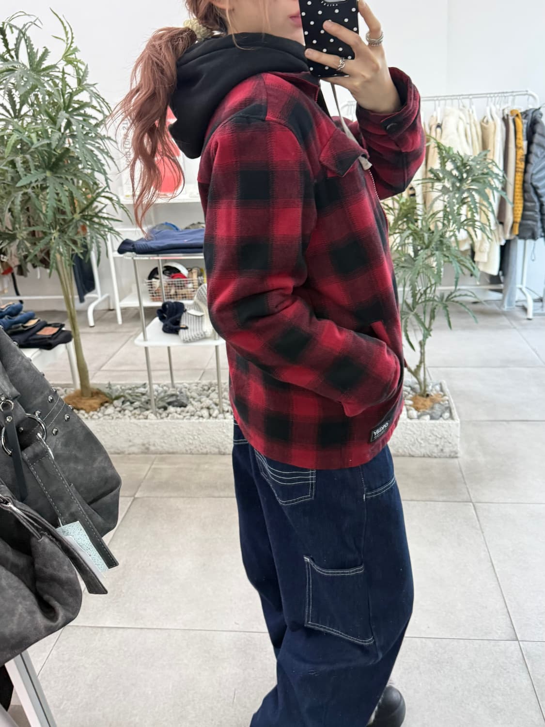 오클리 레드체크 리버시블 카라 점퍼 상품이미지2