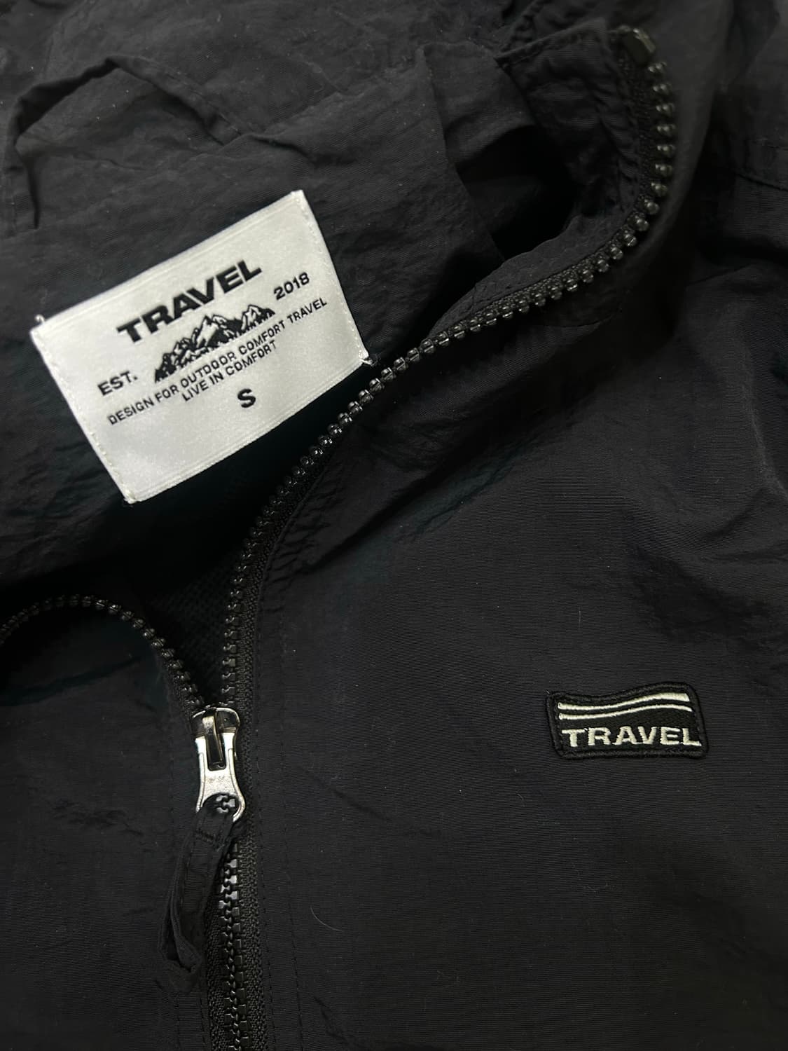 [S]트래블 오버핏 크런치 나일론 바람막이/블랙 상품이미지5