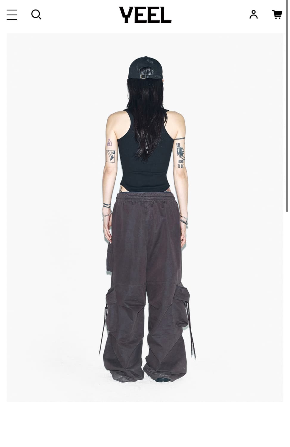 YEEL,LEEY 솔리드 포켓 와이드 밴딩팬츠 (다크그레이) 상품이미지2