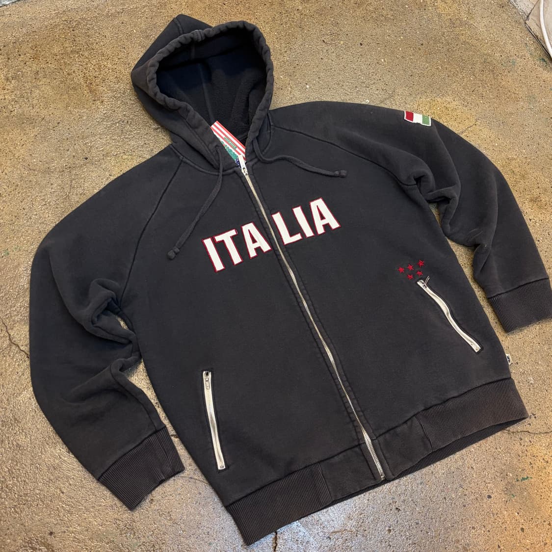 00s 미국 빈티지 블루마린 이탈리아 헤비코튼 후드집업 상품이미지2