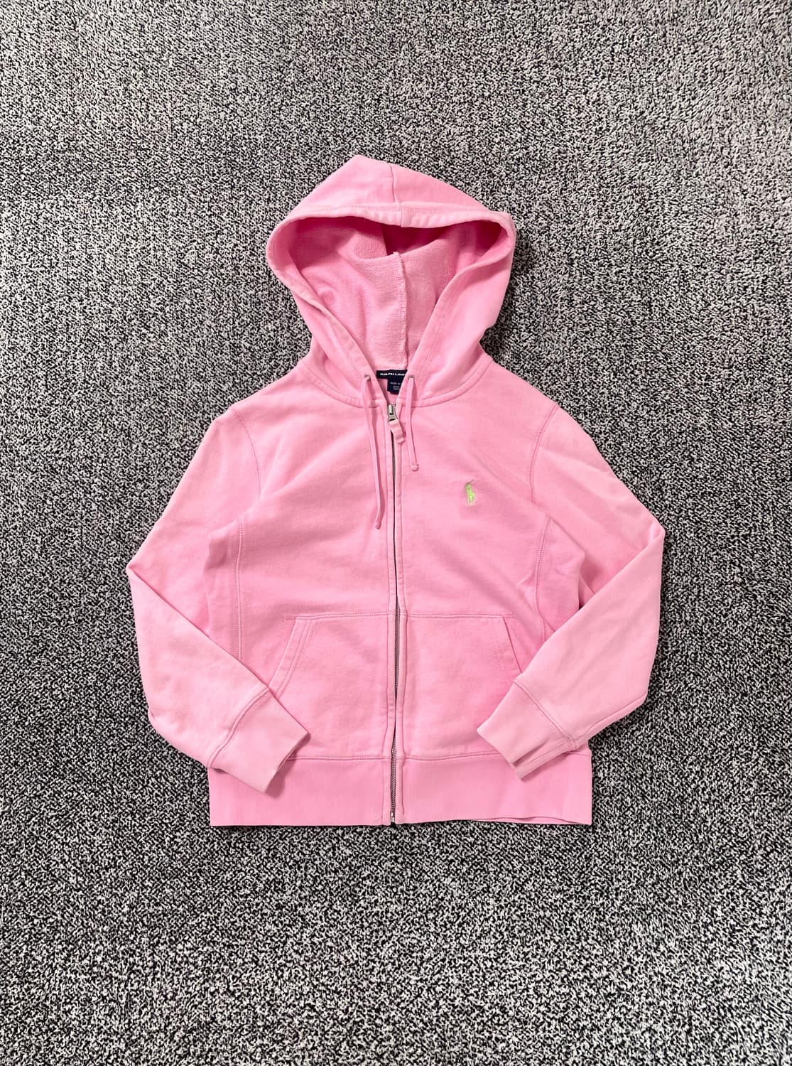 빈티지9. 희귀 폴로랄프로렌 스포츠 핑크 연두 후드집업 테리 스웻 상품이미지1