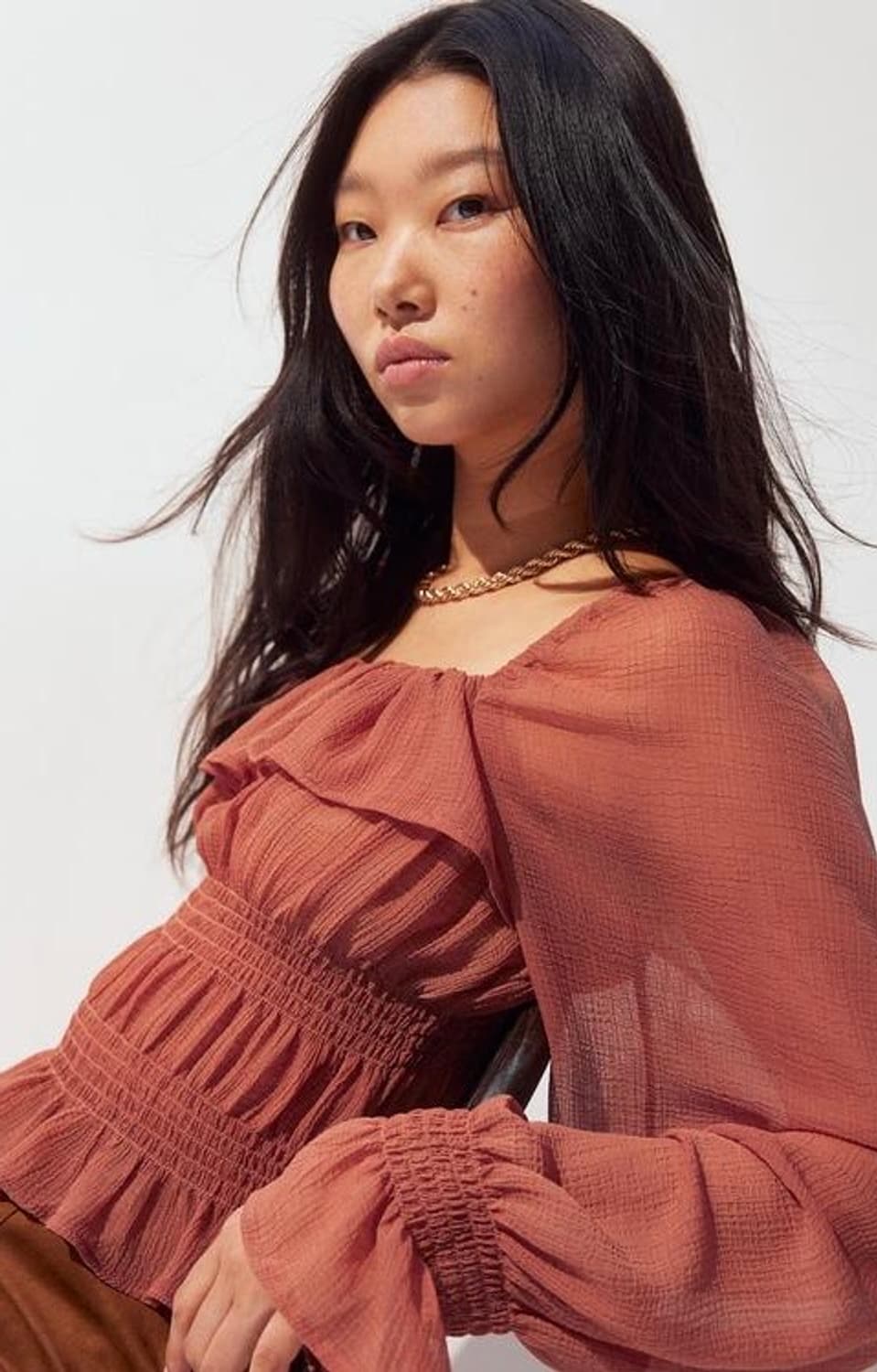 h&m 스퀘어넥 셔링 블라우스 (S) 상품이미지3