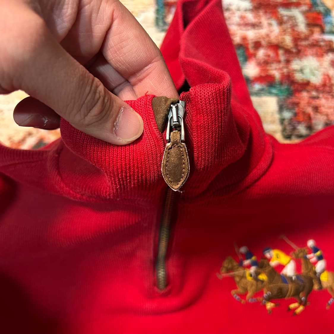 [L] 폴로 랄프로렌 빅포니 코튼니트 하프집업 레드 상품이미지3