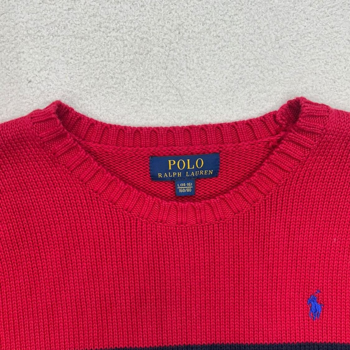 RALPH LAUREN 보이즈 네이비 레드 신형라벨 스프라이트 니트 L 상품이미지4