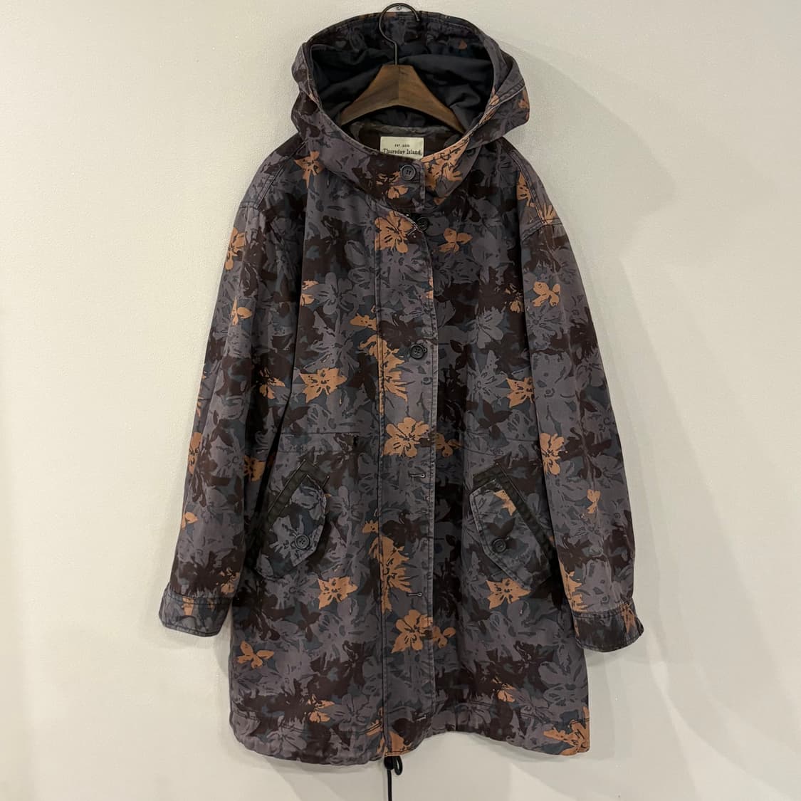 Thursday Island 꽃무늬 후드 롱 코트 상품이미지1