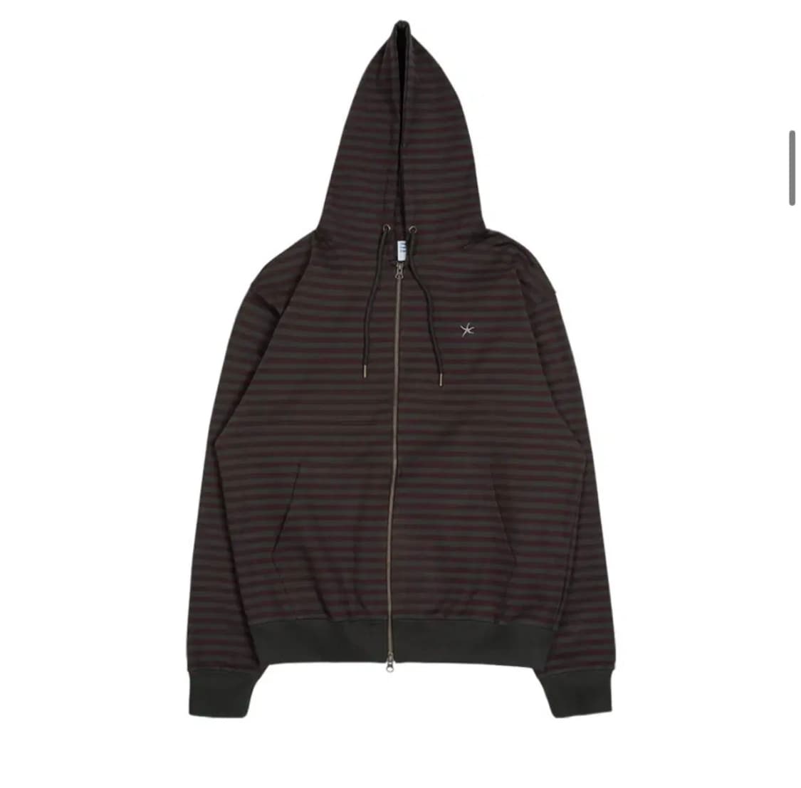 더콜디스트모먼트 스트라이프 후드집업 버건디 상품이미지1