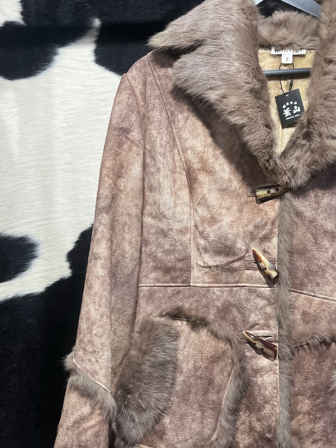 빈티지 상아 포인트 퍼 카라 무스탕 상품이미지5