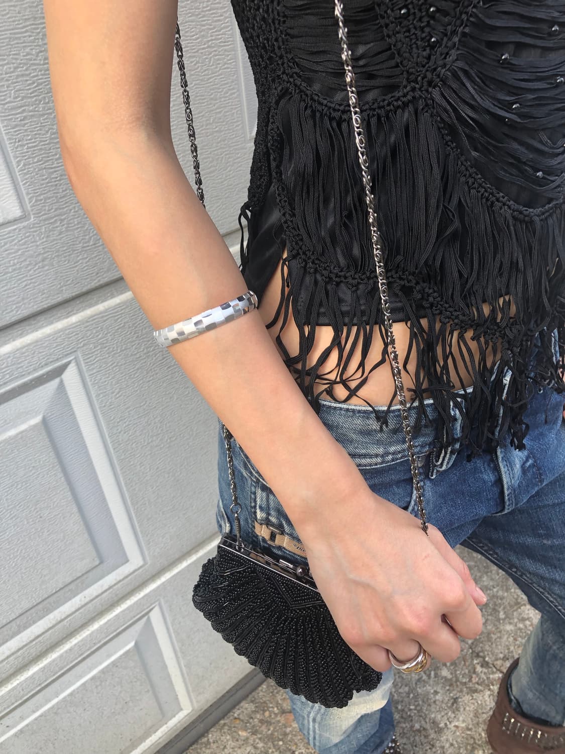 silver checker bangle  상품이미지1