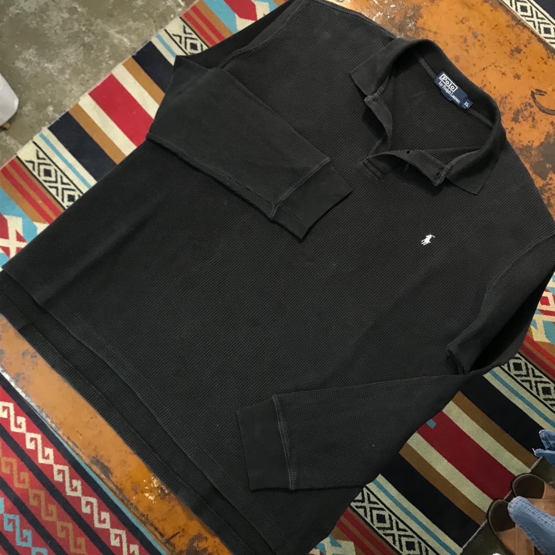 폴로랄프로렌 에이징 블랙 와플 긴팔 피케 카라티 남성 120 빅사이즈 상품이미지2