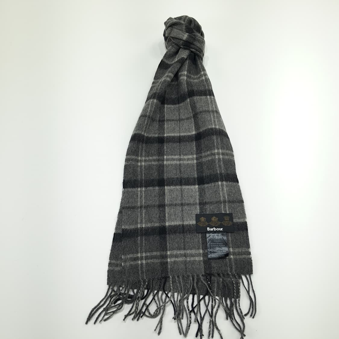 MX329 바버 그레이 타탄체크 메리노 캐시미어 목도리 머플러 상품이미지1