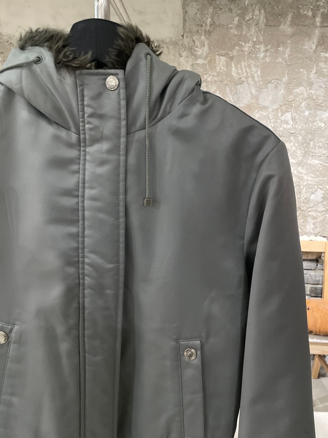 아르마니 익스체인지 실버 퍼 트리밍 후디 자켓 상품이미지3