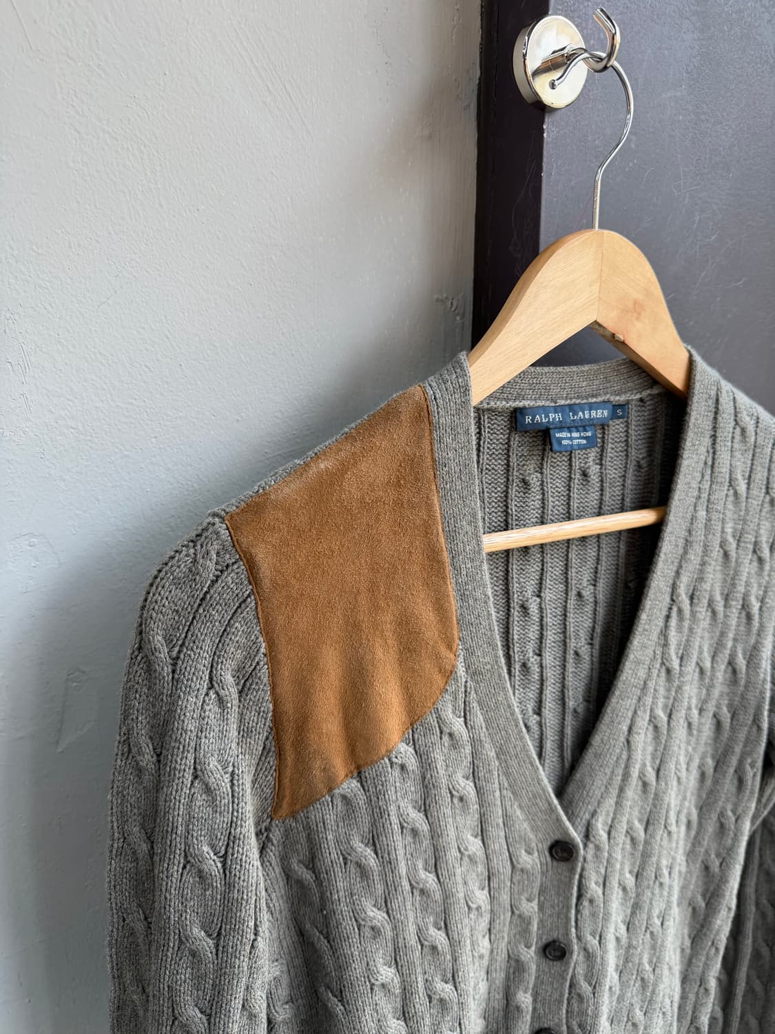 S/ 폴로랄프로렌 스웨이드 블랜딩 꽈배기 가디건 상품이미지5