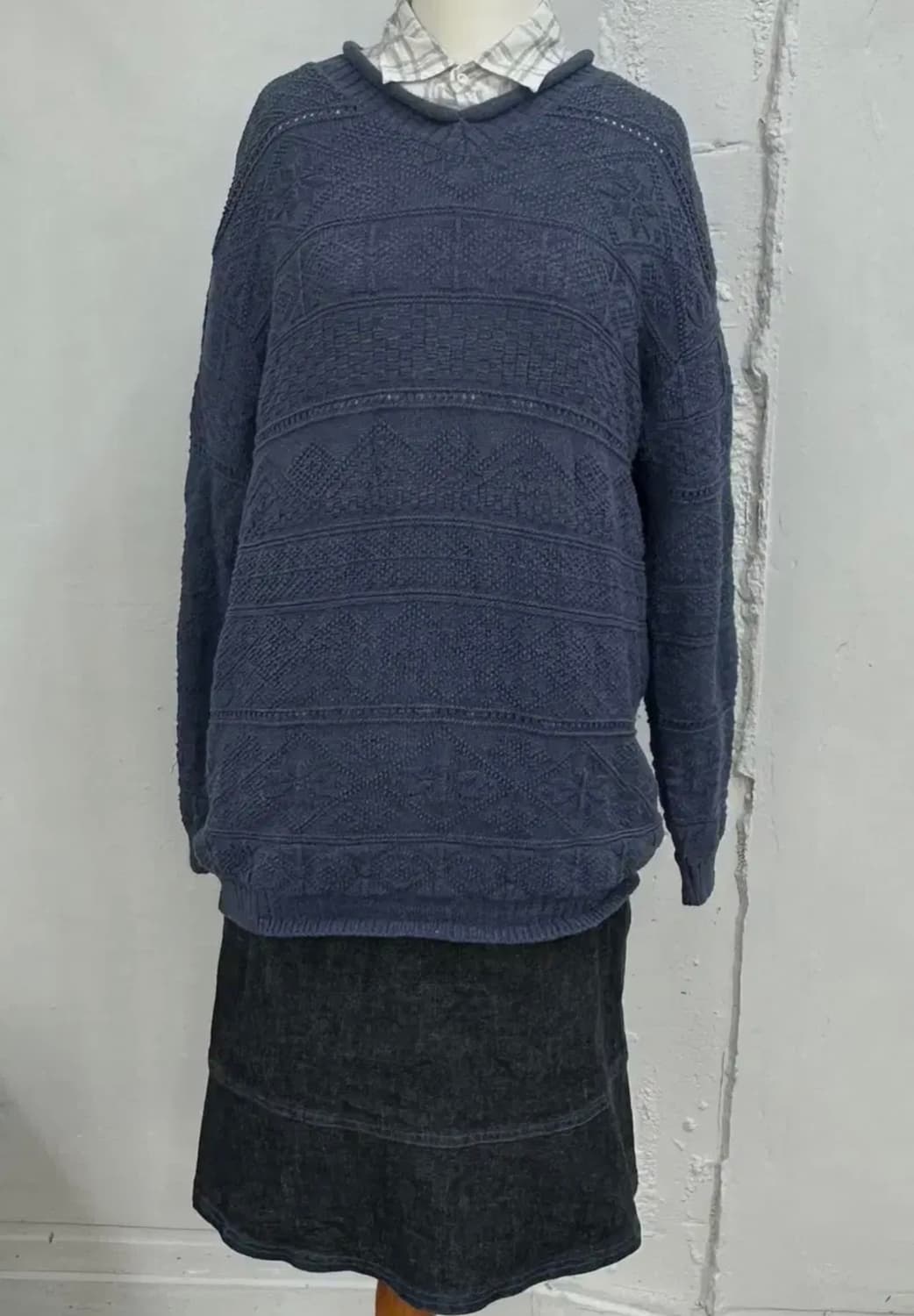 ❄️스즈코 레이어드 코디세트 ❄️셔크셔츠 겨울 니트 미디스커트 그런지 상품이미지8