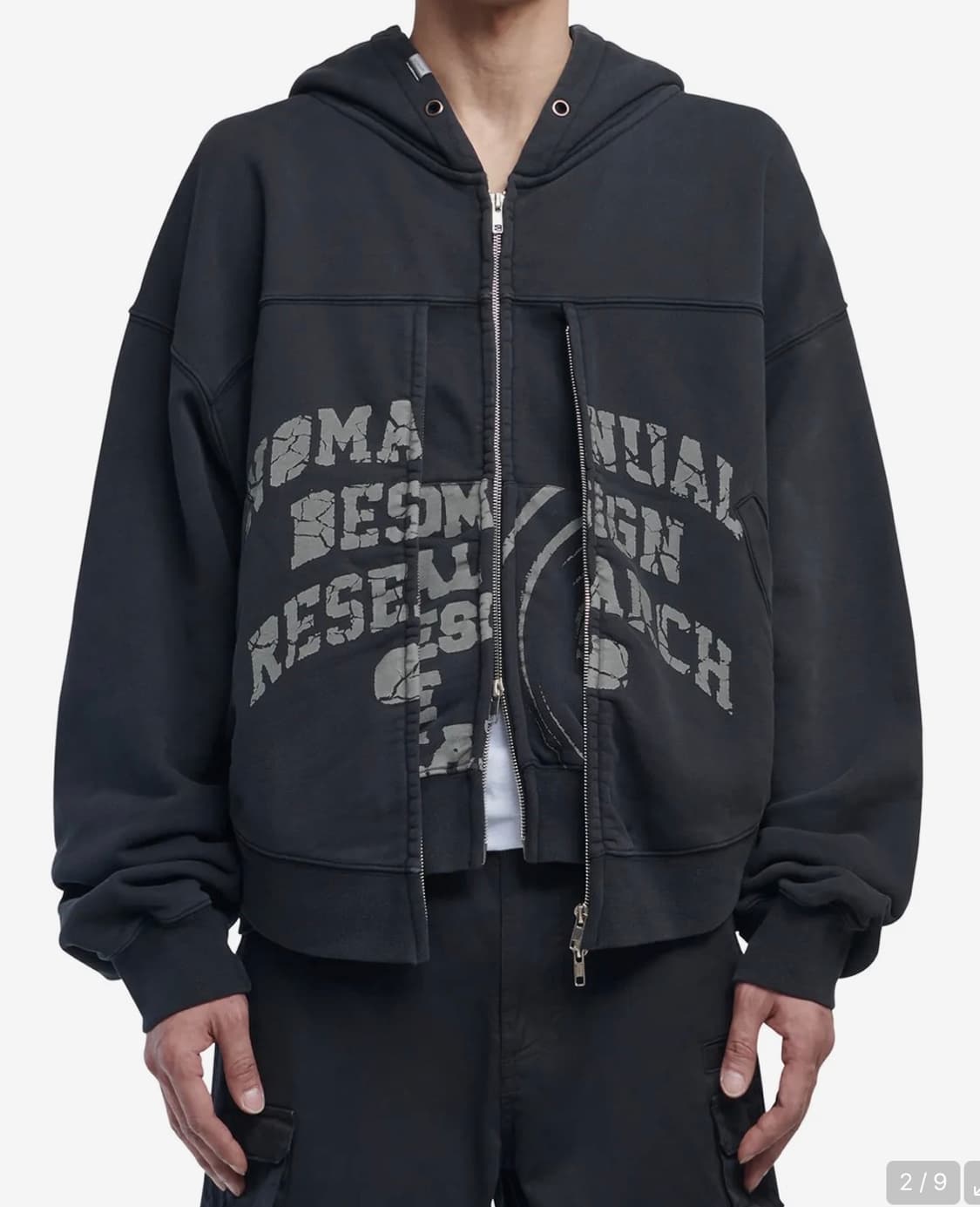 [L] 노매뉴얼 OVERDYED D.F.L 후드집업 블랙 상품이미지1