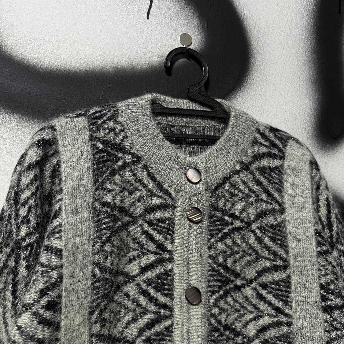 VTG 빈티지 리프 패턴 울 혼방 모헤어 가디건 상품이미지3