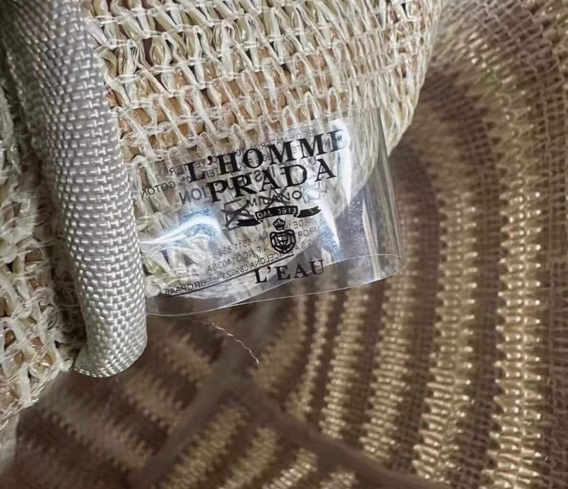 프라다뷰티 르옴므 스트라이프 베이지 라피아백  상품이미지6