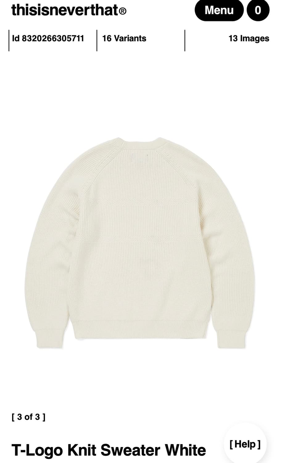 디스이즈네버댓) T-Logo Knit Sweater WH S 상품이미지2