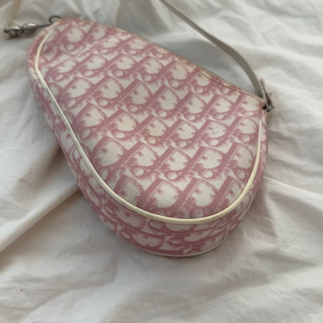 빈티지 디올 오블리크 pvc백 새들백 핑크 상품이미지8