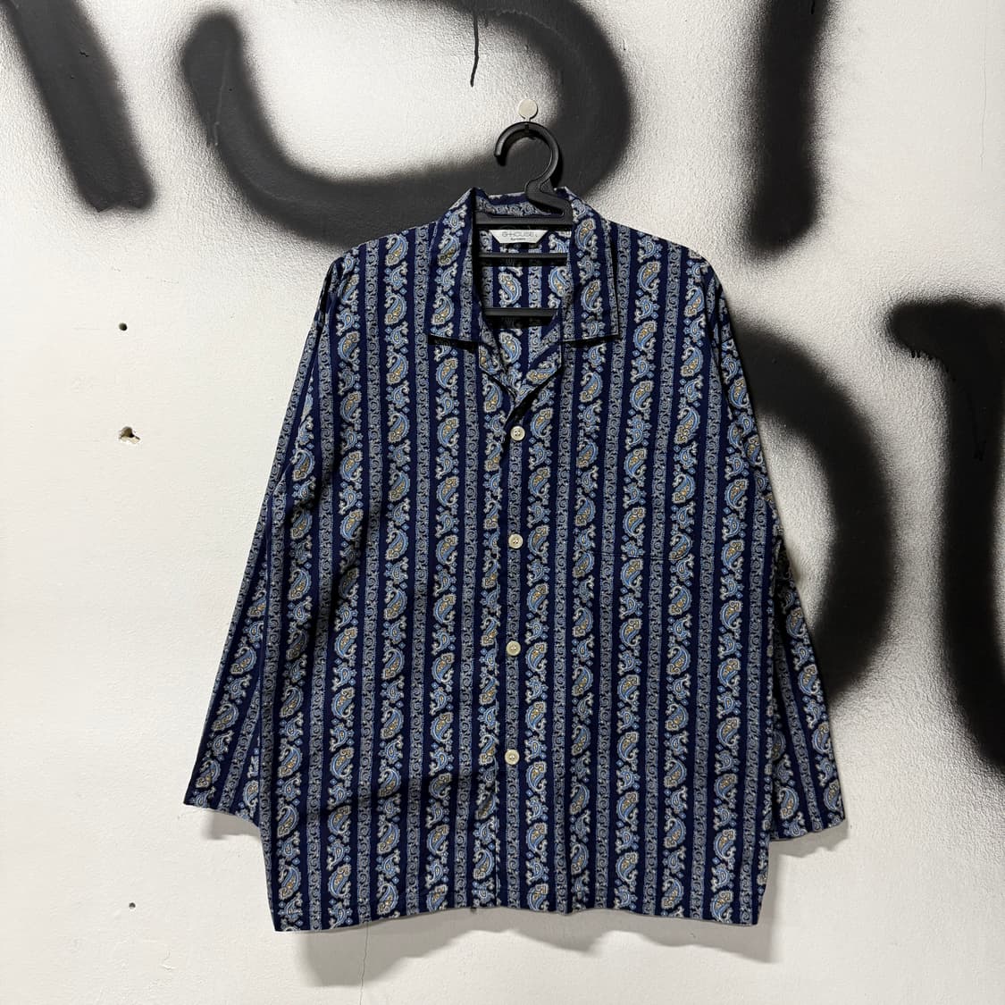 VTG 빈티지 에스닉 페이즐리 스트라이프 패턴 긴팔 셔츠 상품이미지1