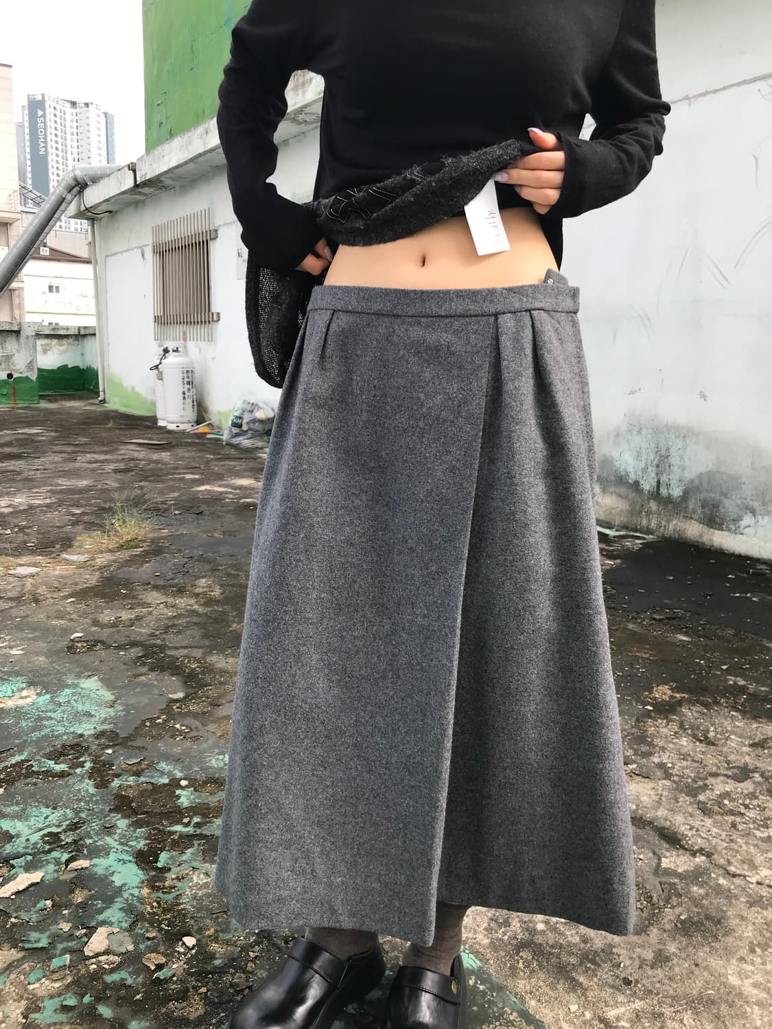 그레이 롱 스커트 상품이미지3