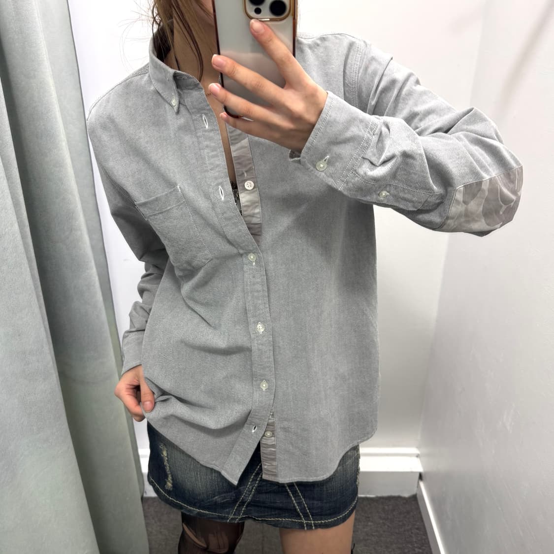 칼하트 그레이 카모 슬림핏 셔츠 상품이미지2